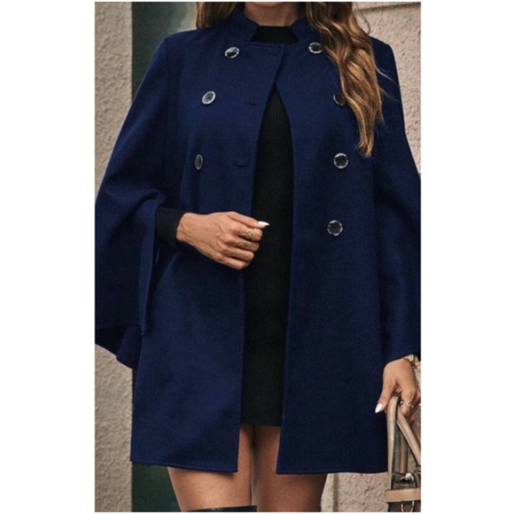 Classic Double Breasted Wide Sleeve Jacket Coat - Picture 2 of 7